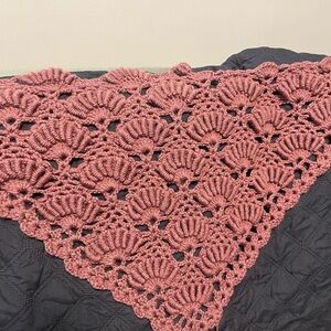 Handmade Crochet Shawl in Dusty Rose